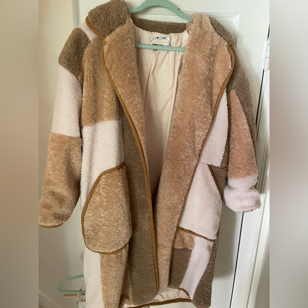 - Anthropologie color block Sherpa jacket size S